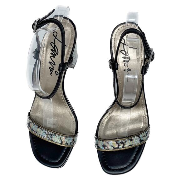 Lanvin Rainbow holographic block heel metallic ankle wrap sandals size 38.5 - Picture 5 of 15